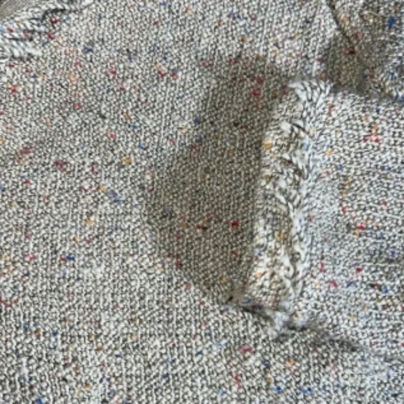 Joie Tweed Knit Fringe Cotton Blend Cardigan in Beige Confetti Size Medium - Picture 5 of 9